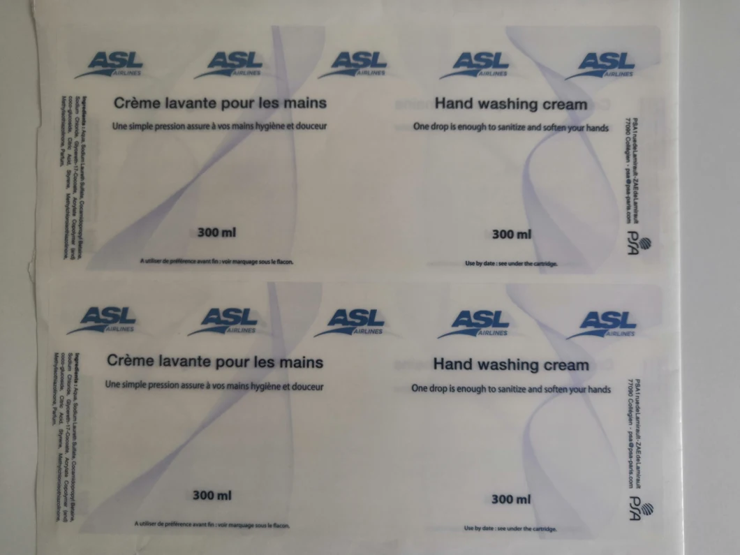 Custom High Quality Hand Washing Cream / Foam Transparent Pet Sticker