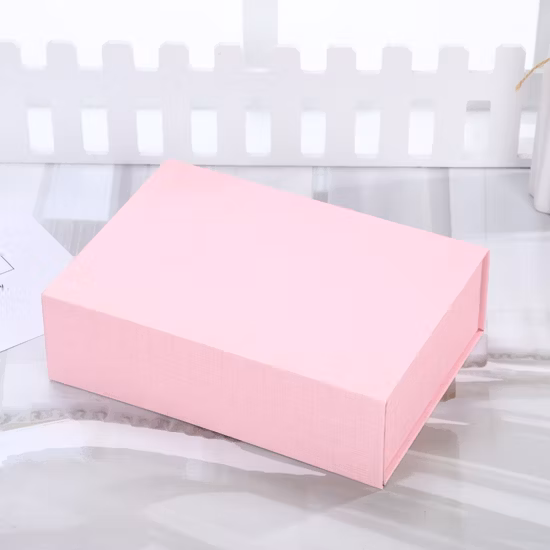Factory Custom Luxury Pink Favor Ribbon Box Gift Foldable Gift Box Package with Ribbon Closure Handle and Bow Gift Bo