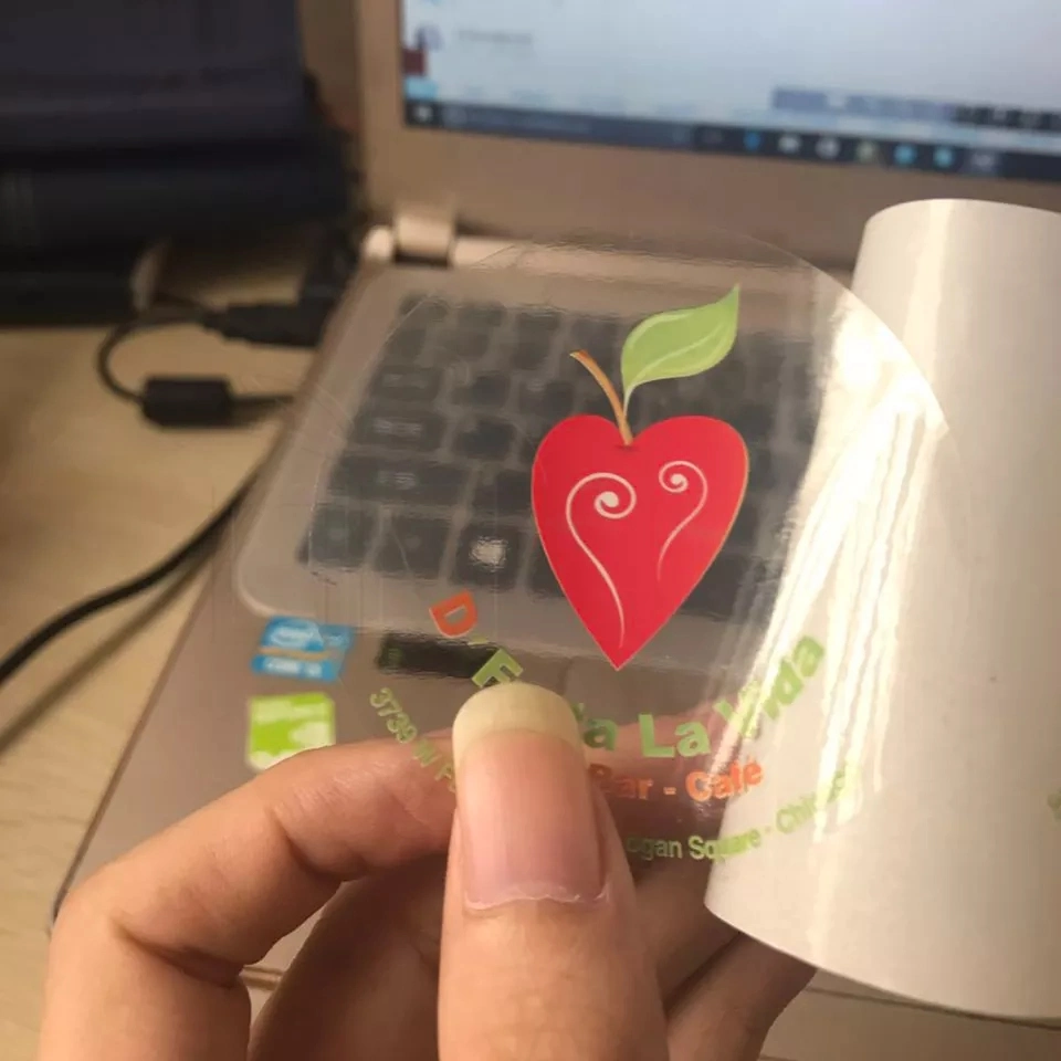 Custom Logo Printed Transparent Circle Shape Adhesive Sticker for Milk Tea Drinks Cup Labels
