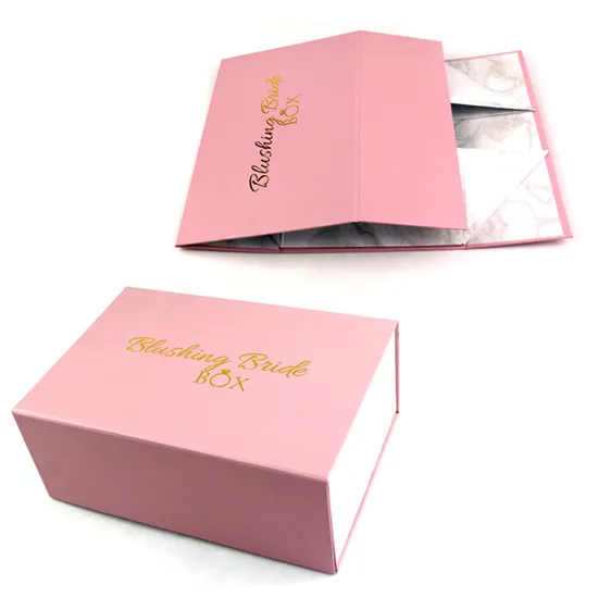 Factory Custom Luxury Pink Favor Ribbon Box Gift Foldable Gift Box Package with Ribbon Closure Handle and Bow Gift Bo