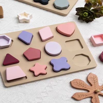 Shape Cognition Pairing Toys 1-2 Years Old Baby Puzzle Building Blocks Silicone Puzzle