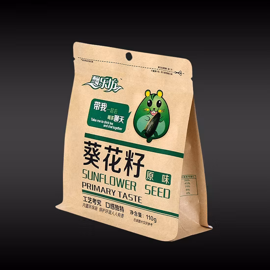 Customize High Quality Flat Bottom Self Sealing Plastic Bag Window Zip Lock Laminated Paper Bag Food and Candy, Tea, Coffee Packaging Bag/Kraft Paper Bag