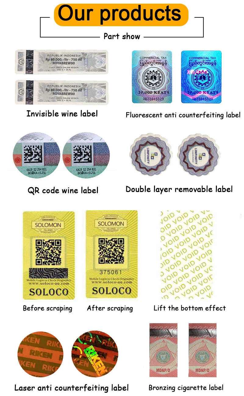Custom Scratch-Coated Label Commodity Trademark Package Sticker Qr Code Security Label