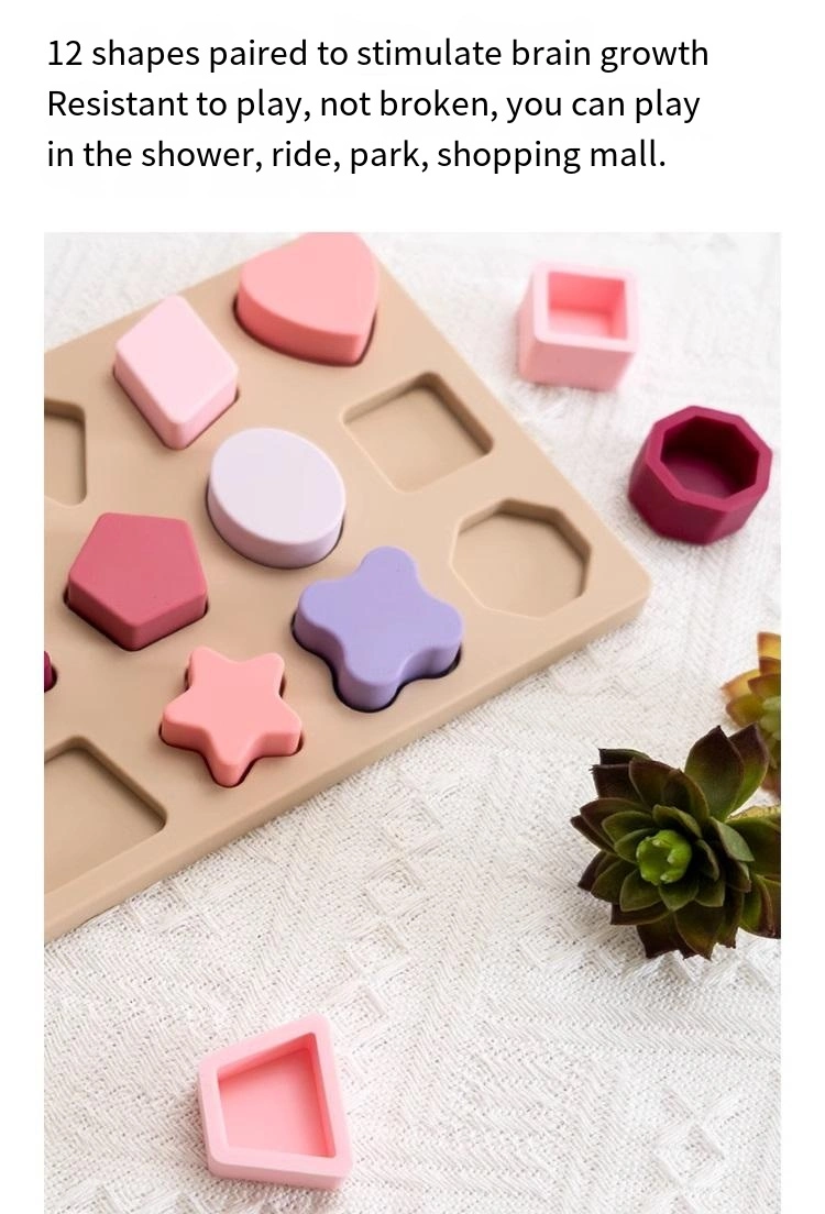 Shape Cognition Pairing Toys 1-2 Years Old Baby Puzzle Building Blocks Silicone Puzzle