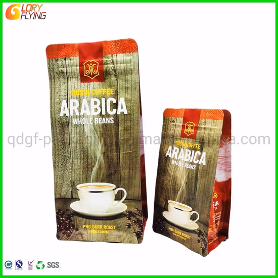 Custom Compostable Recyclable Zipper Lock Biodegradable Kraft Paper Flat Bottom Coffee Tea Food Plastic Packaging Bag