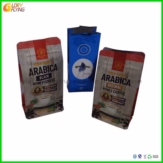 Custom Compostable Recyclable Zipper Lock Biodegradable Kraft Paper Flat Bottom Coffee Tea Food Plastic Packaging Bag