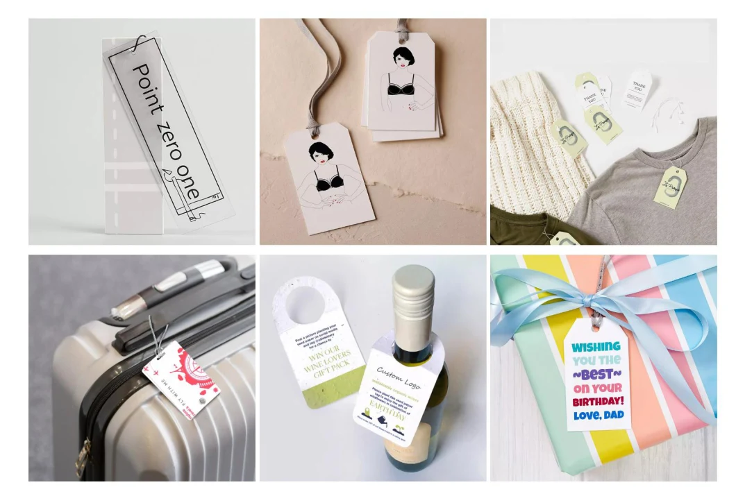 Design Custom Printing Name Logo Paper Garment Hang Tag Labels Clothing Tags