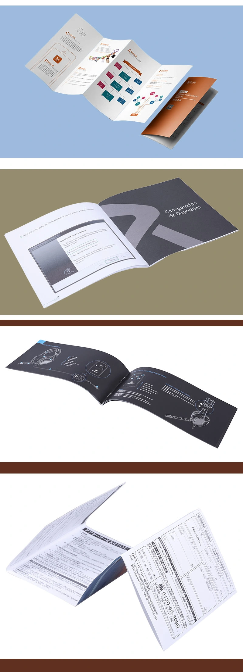 Custom Printing Paper Kitchen Menu Catalog Tri-Fold Brochure with Low Cost
